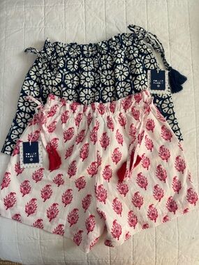 Roller Rabbit Printed Tie-Waist Shorts - Navy/White & Pink/Cream (Two Pairs)